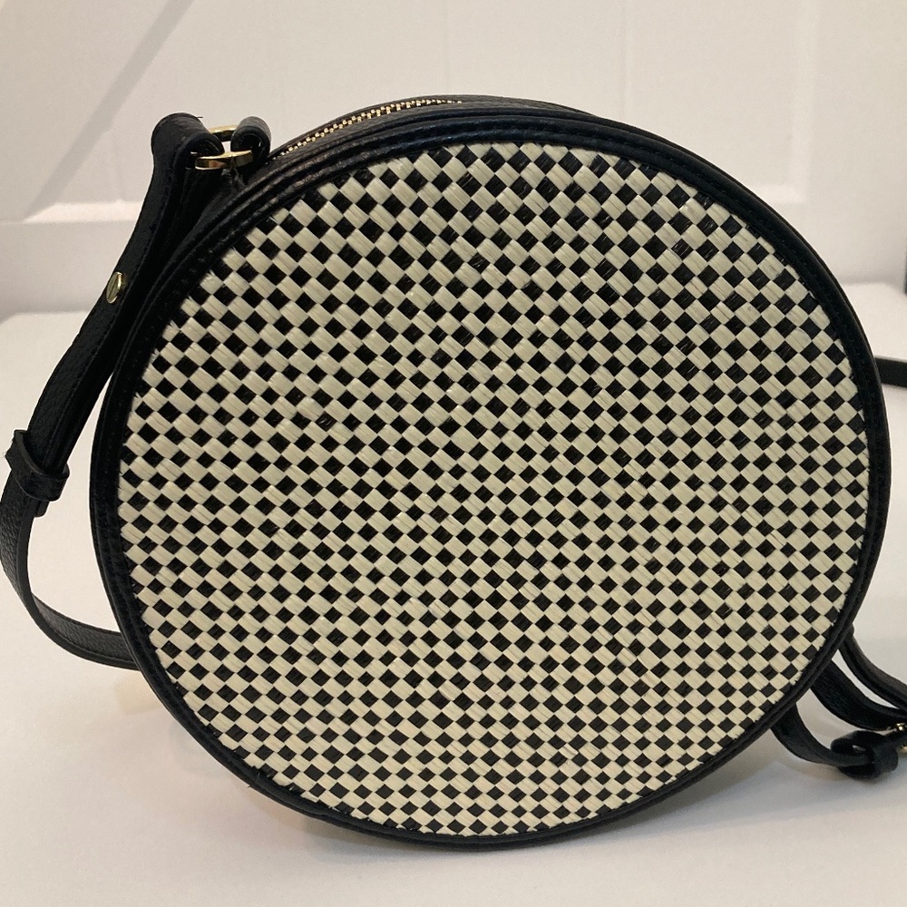 Never Fully Dressed Circle Cross Body Bag - Black and White Checked - Picture 5 of 10